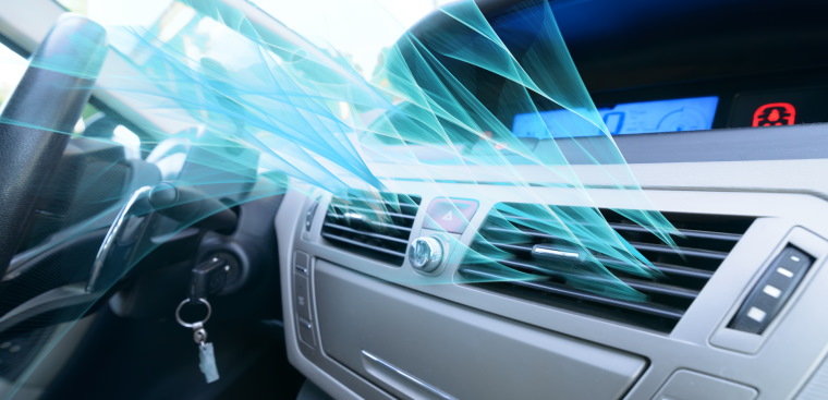 Blue air from car vents for air con