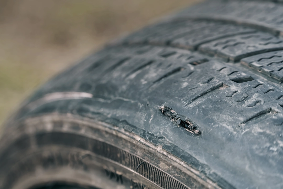 Damage tyre with a crack